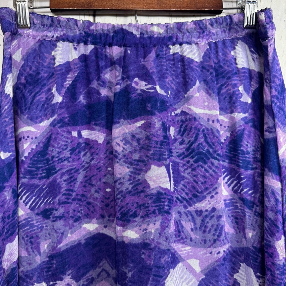 Coldwater Creek Reversible Purple Abstract Maxi Skirt Boho Artsy Lagenlook 8 - Picture 7 of 13